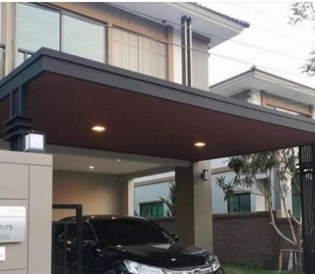 Kanopi Carport Minimalis Elegan Finishing Coklat Wood
