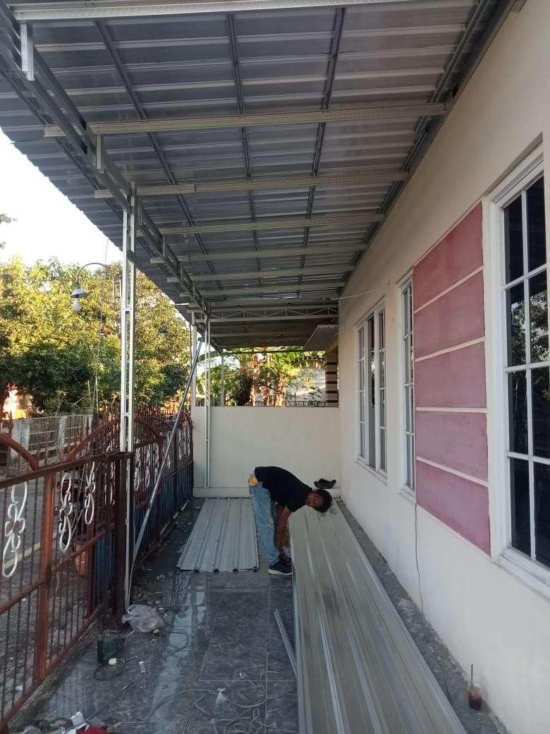 Proses Perakitan Rangka Kanopi Baja Ringan Terpasang