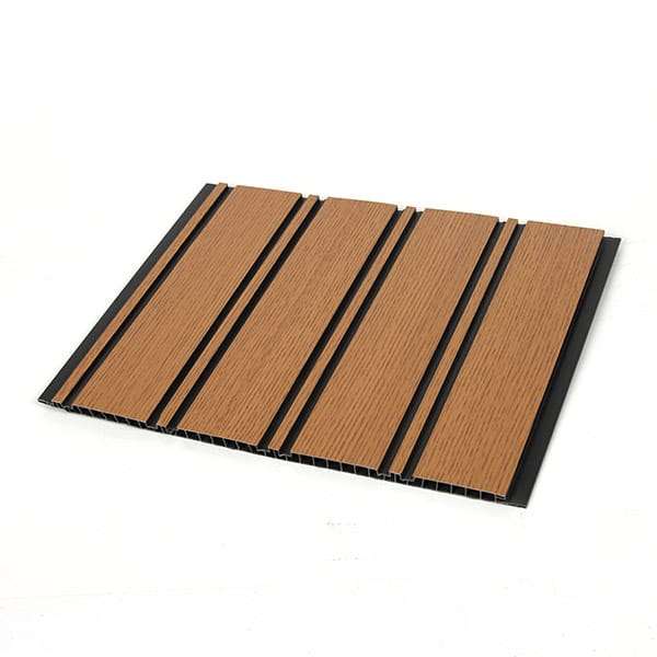 WPC Wall Panel Motif Kayu Coklat dengan Garis Hitam