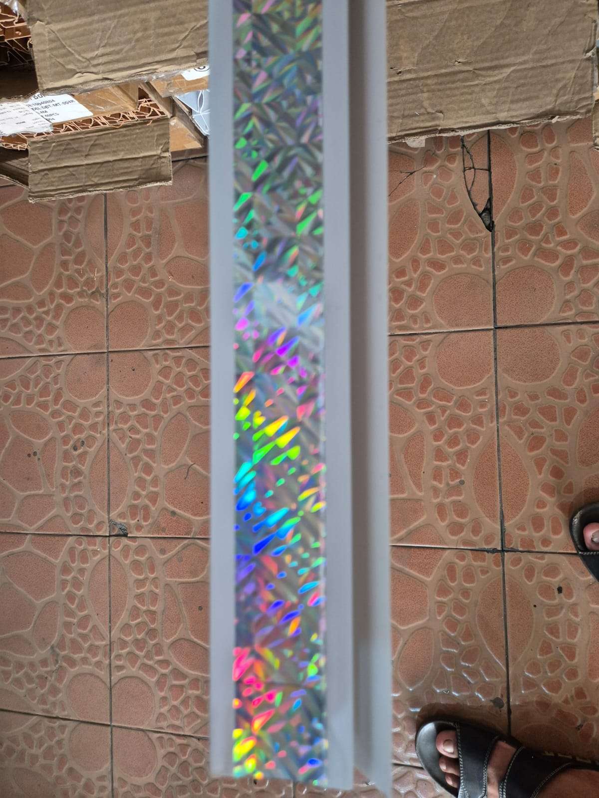 Lis Plafon PVC Putih Motif Full Hologram Kilap