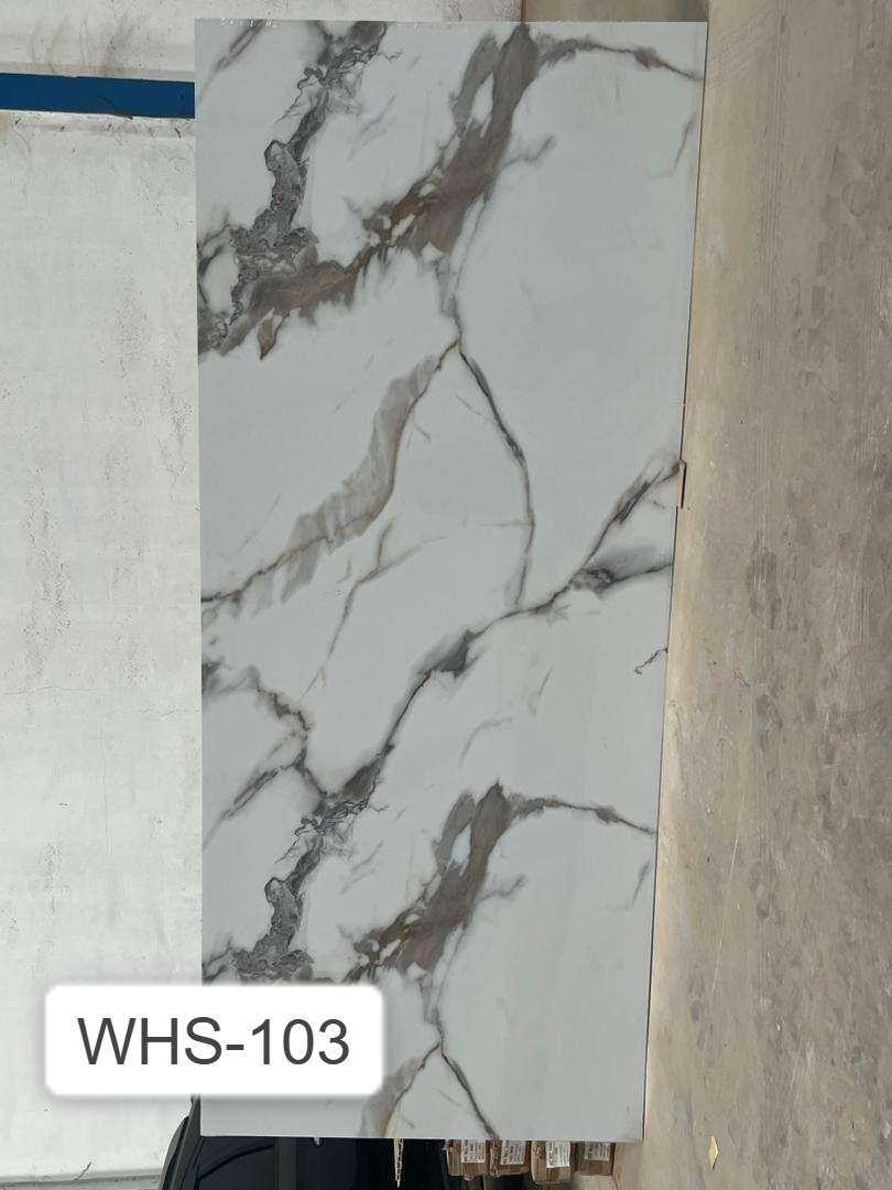 UV Board Marmer Putih Urat Hitam Klasik (WHS-103)