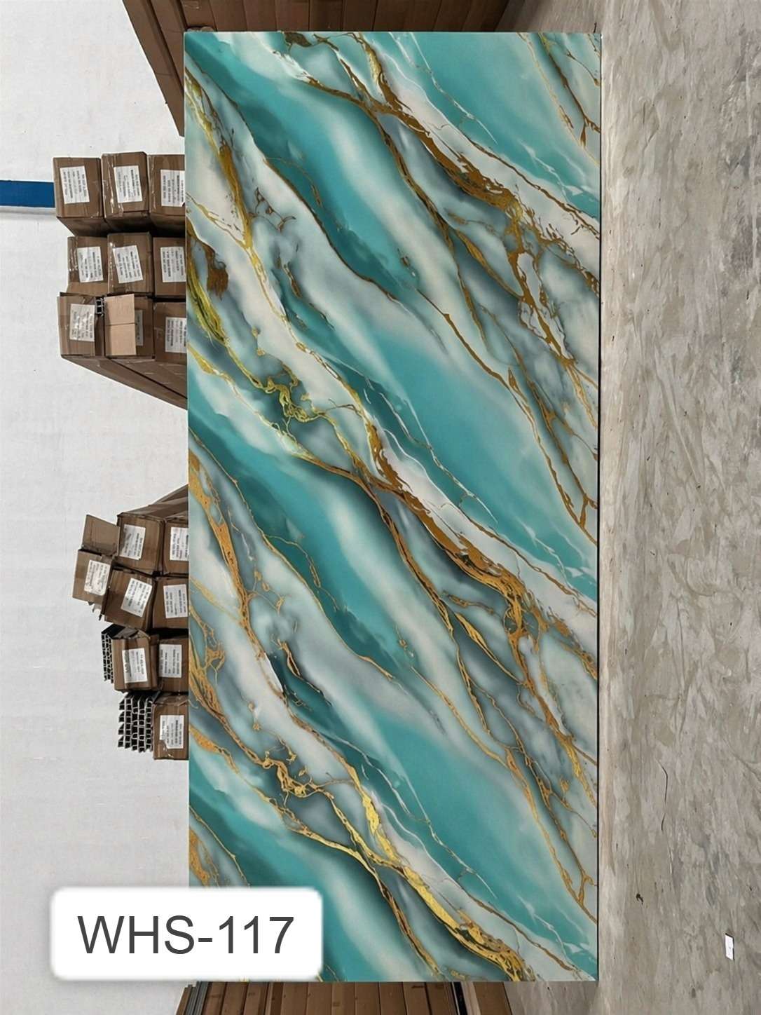 UV Board Marmer Corak Tosca Turqoise Gold Luxury (WHS-117)