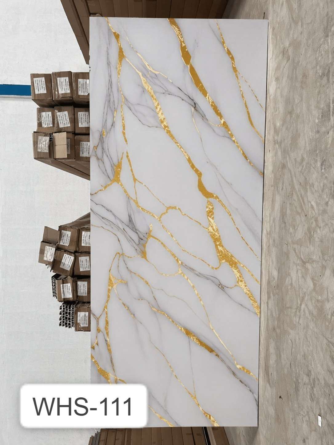 UV Board Marmer Putih Calacatta Urat Emas/Gold (WHS-111)